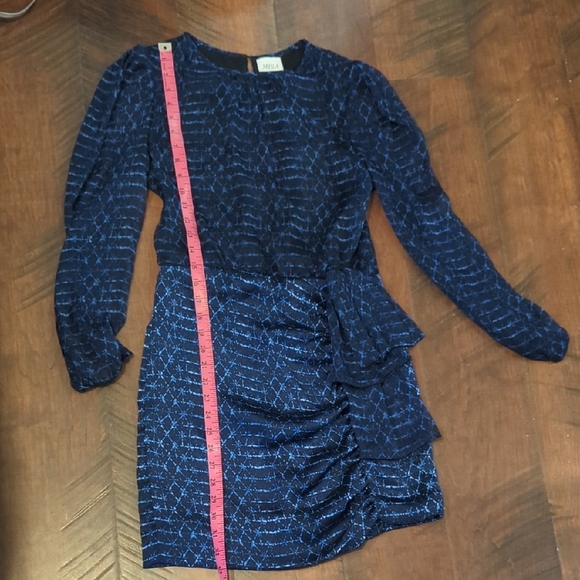 NWT Misa Los Angeles Elegant Cobalt Blue Geometric Patterned Dress, US XS - Picture 7 of 7